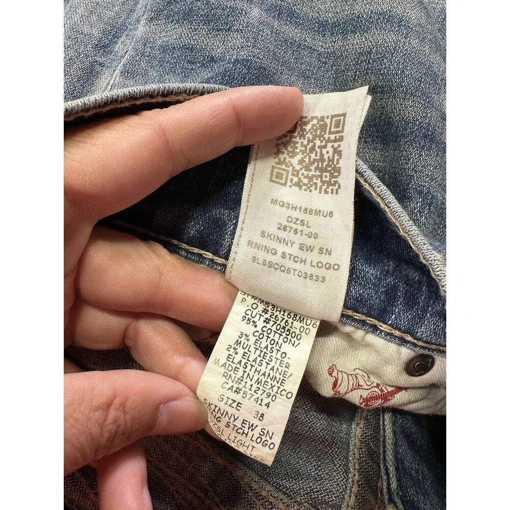 True Religion Men’s Skinny EW SN Jeans Size 38 – Light Wash Vintage Look